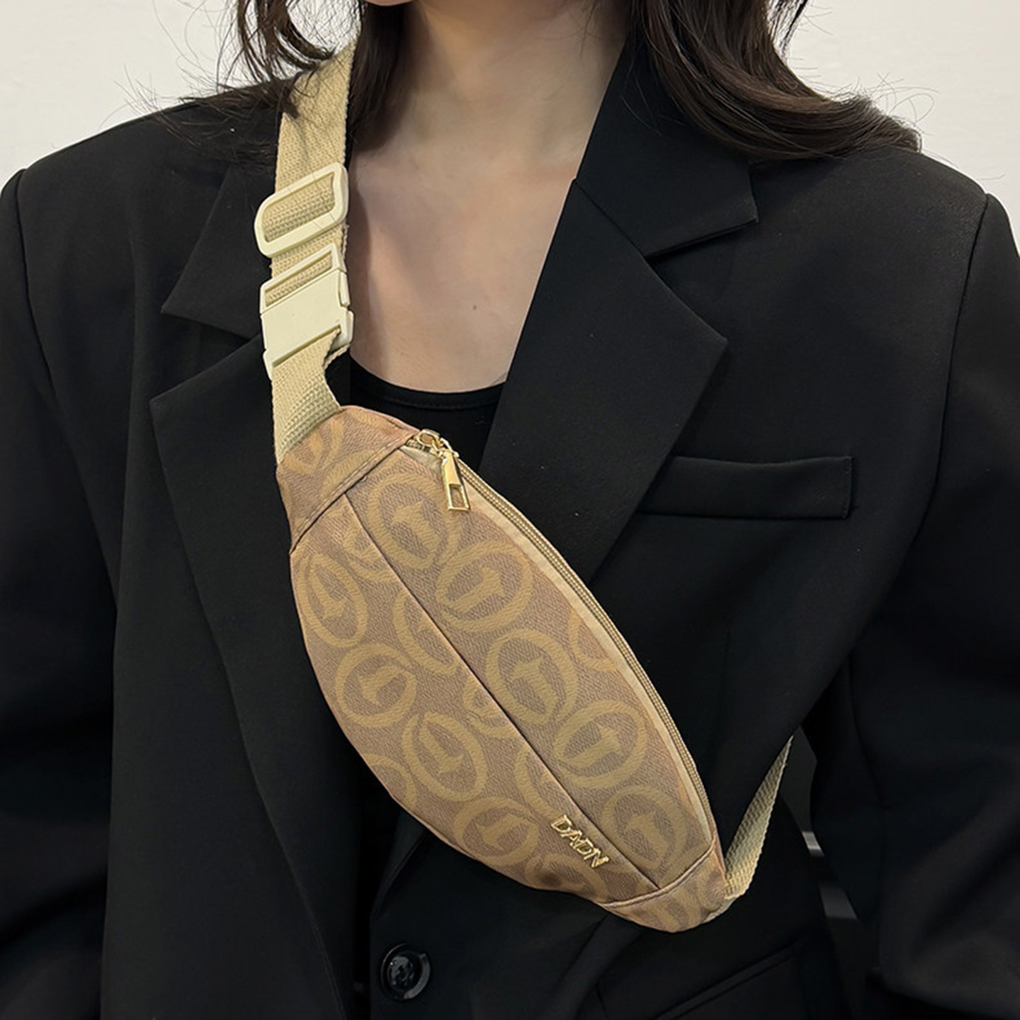 轻奢老花骑行战术腰包女款小号