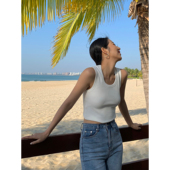 新款 短款 NEVA 修身 工字背心女外穿夏季 高腰露脐无袖 紧身t恤