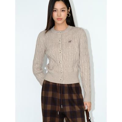 麻花针织衫开衫外套女秋冬毛衣