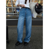 女宽松休闲阔腿裤 NEVA 子 基础款 高腰直筒牛仔裤 现货7.5折