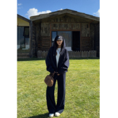 现货7.5折 拉链连帽卫衣加绒外套女宽松卫裤 NEVA 两件套装