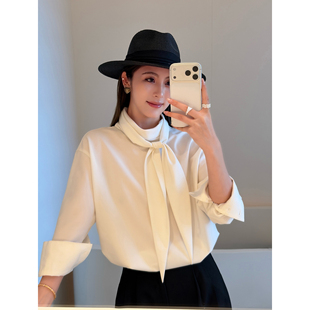 高级感多穿飘带衬衫 优雅智性 女老钱风宽松通勤系带衬衣 NEVA