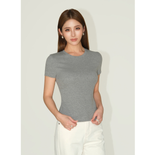 T恤女简约显瘦短款 NEVA 小圆领正肩短袖 经典 针织上衣 HU零感Ultra