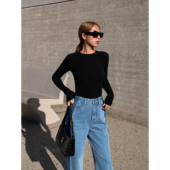 新款 黑色长袖 NEVA 紧身打底衫 女秋季 修身 显瘦百搭内搭T恤上衣