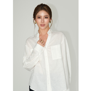 衬衫 老钱风亚麻立领长袖 女慵懒宽松休闲气质衬衣 HU雅致格调 NEVA