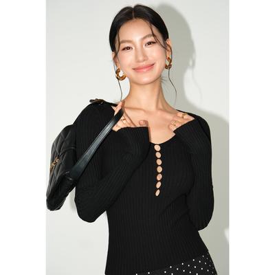 修身显瘦镂空内搭上衣长袖针织