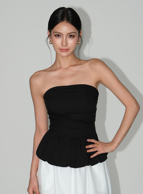 NEVA HU辣妹出击 法式抹胸吊带背心女性感露肩修身莱赛尔无袖上衣