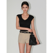 百搭休闲裤 NEVA 女夏季 高腰显瘦简约超短热裤 黑色辣妹紧身短裤