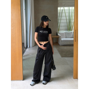 短款 现货7折 正肩t恤女夏韩版 修身 上衣 NEVA 圆领印花短袖