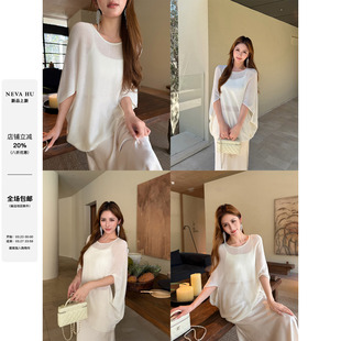 针织罩衫 NEVA 慵懒感蝙蝠袖 智性腔调 女宽松休闲圆领防晒上衣
