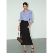 NEVA 裙子包臀裙 HU黑色高腰半身裙女高级感气质直筒开叉西装