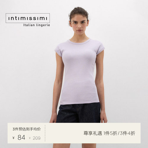 Intimissimi意舒漫经典圆领纯棉舒适短袖上衣修身显瘦T恤CM170G