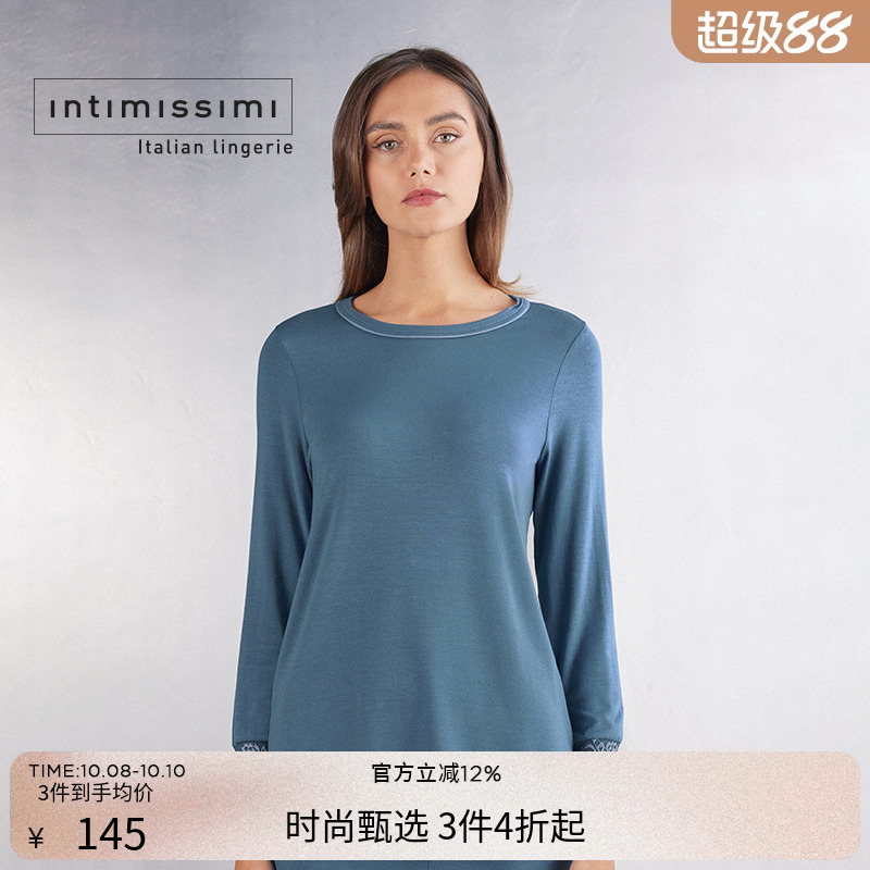 女士花卉时尚圆领撞色基础长袖衫