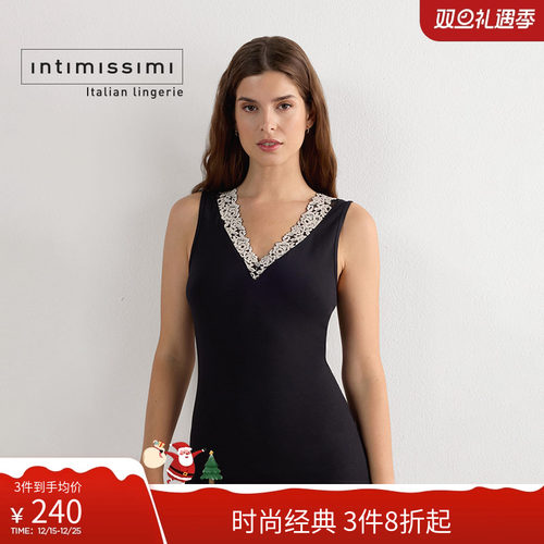 Intimissimi意舒漫时尚蕾丝花卉刺绣V领无袖背心CGD1294