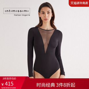 Intimissimi意舒漫25秋冬新品 V领紧身性感露背连体衣BO2580B 长袖