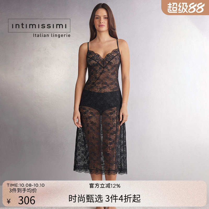 Intimissimi意舒漫时尚性感花卉V领透视开叉长款睡裙LLD2563