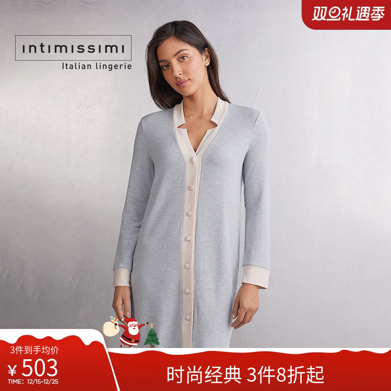 Intimissimi意舒漫女士舒适柔软混纺长袖家居睡裙PCN945