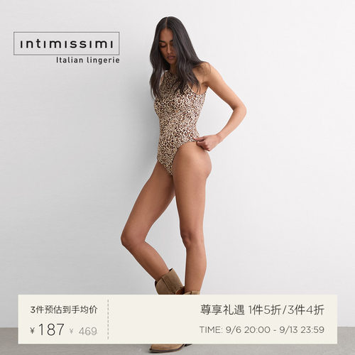 Intimissimi意舒漫夏季甄选性感豹纹无袖修身打底连体衣BOD2598
