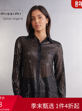 Intimissimi意舒漫时尚派对风亮片休闲翻领长袖衬衫CLD2557