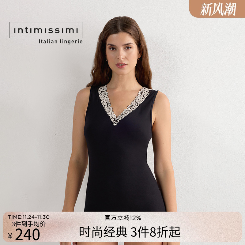 Intimissimi意舒漫时尚蕾丝花卉刺绣V领无袖背心CGD1294