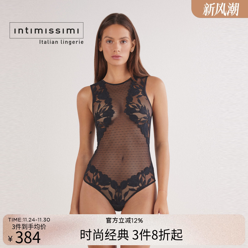 Intimissimi意舒漫25秋冬新高级性感透视蕾丝网纱连体衣BOD2582