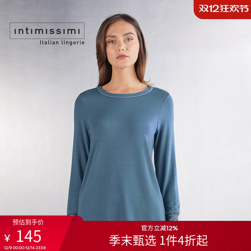 女士花卉时尚圆领撞色基础长袖衫