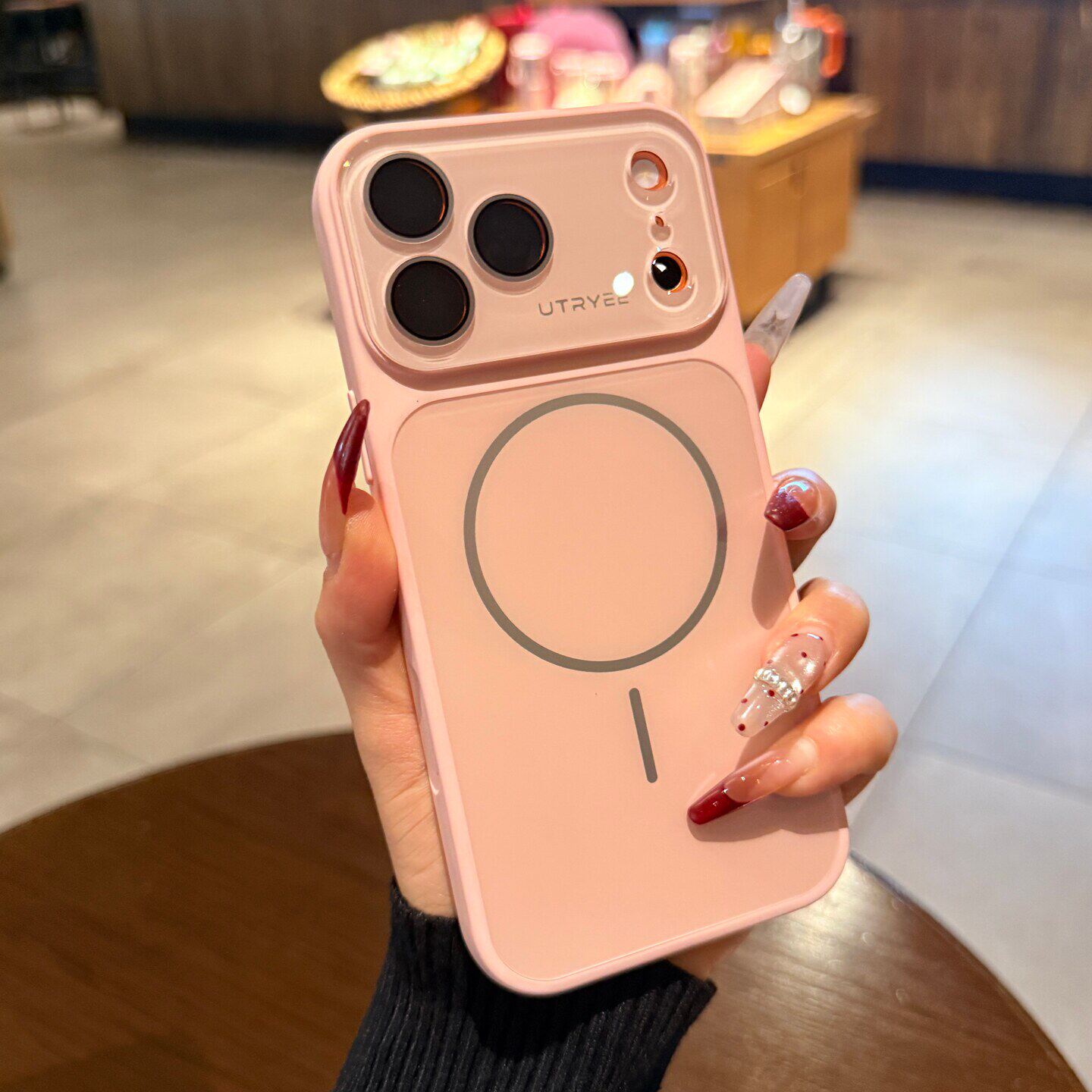 AG磨砂豆沙粉色适用于苹果17promax手机壳iphone16pro新款磁吸15大视窗镜头膜全包14简约高级Magsafe情侣外壳