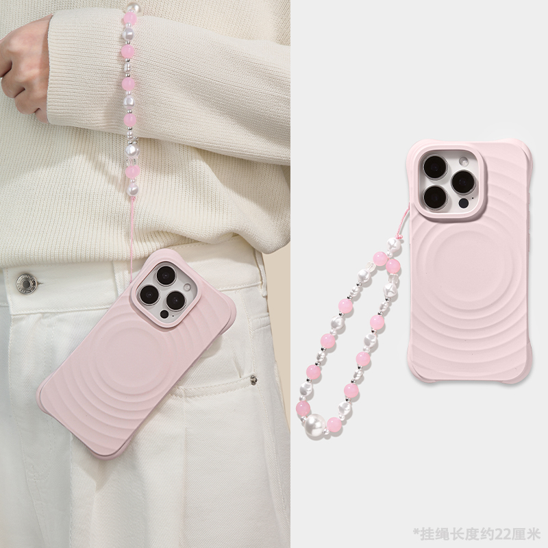 适用苹果16promax手机壳新款iphone16pro带挂绳液态硅胶magsafe磁吸防摔套16plus高级感波漾女带支架简约潮牌