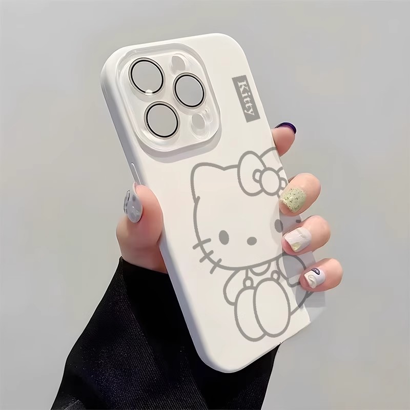 适用苹果15手机壳新款液态硅胶iphone16promax全包自带镜头膜保护壳14pro高级感女款kt猫ip13不发黄12套
