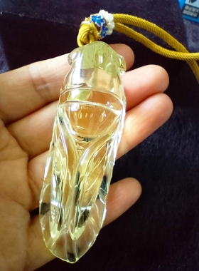 天然黄水晶吊坠男女款挂坠 一鸣惊人吊牌挂件平安牌项链全净