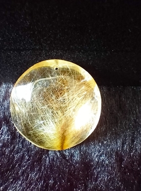 金发晶吊坠男女无事牌 天然发晶钛晶吊牌挂件水滴平安牌项链全净