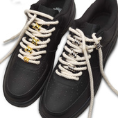 AJ1黑武士鞋 带粗棉麻绳黑色空军一号dunkSB米白色荆棘结AF1金属扣