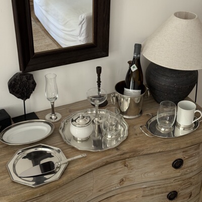 泰国锡餐盘玻璃咖啡杯