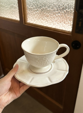 边集EDITOR 意大利VIRGINIA Corona咖啡杯碟黑陶陶瓷茶杯复古礼物