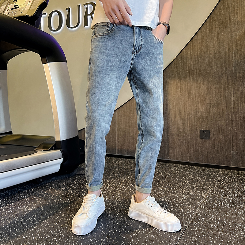 潮牌弹力休闲修身牛仔裤夏季痞帅九分小脚裤XZ905-N214#P60-控88，男装牛仔裤，星座905