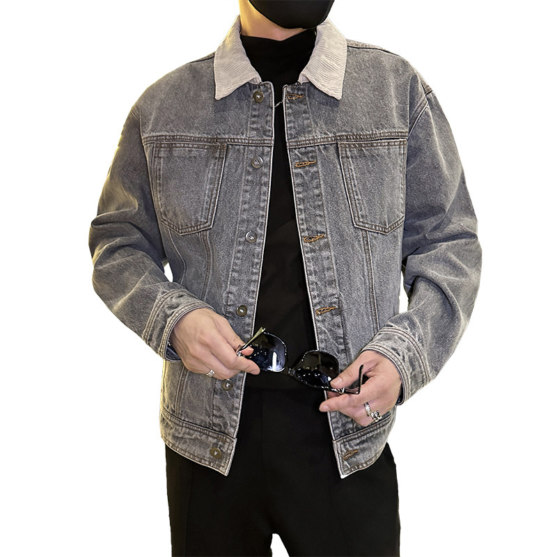 春季潮高街痞帅休闲牛仔外套夹克XZ905-JK128#P80,男装工装外套,星座905