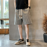夏条纹休闲短裤宽松直筒潮百搭高街五分中裤K176#P45-控68，男装牛仔裤，星座905