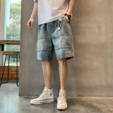 夏款牛仔短裤宽松直筒潮百搭高街五分中裤K170#P45-控68，男装牛仔裤，星座905