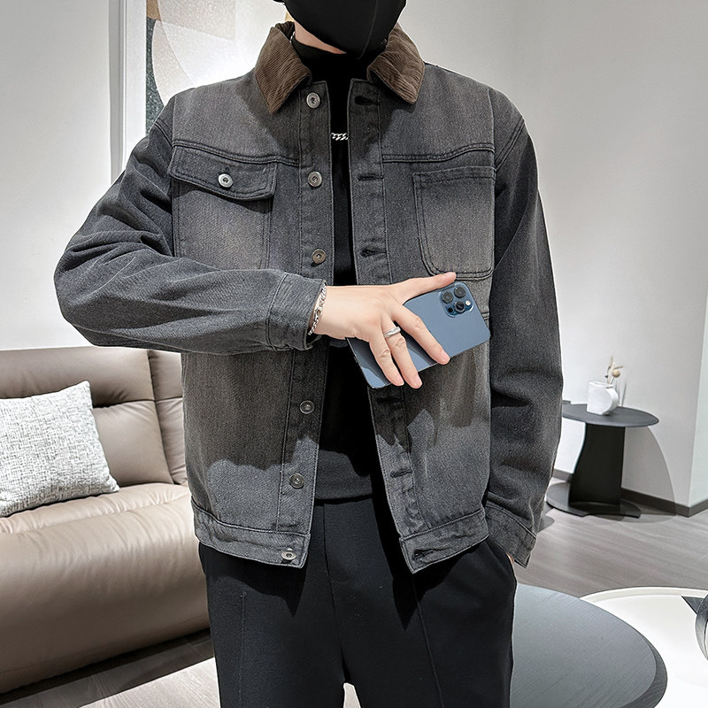 秋季潮高街痞帅休闲牛仔外套夹克XZ905-JK129#P75-控98,男装工装外套,星座905