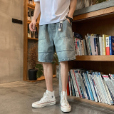 夏款牛仔短裤宽松直筒潮百搭高街五分中裤K170#P45-控68，男装牛仔裤，星座905