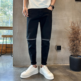 潮牌弹力休闲修身牛仔裤夏季痞帅九分小脚裤N218#-P60-控88，男装牛仔裤，星座905