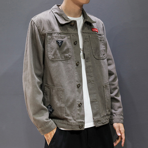 20春秋M-5XL男式夹克日系宽松胖子大码牛仔外套青年潮 901#-P50图片