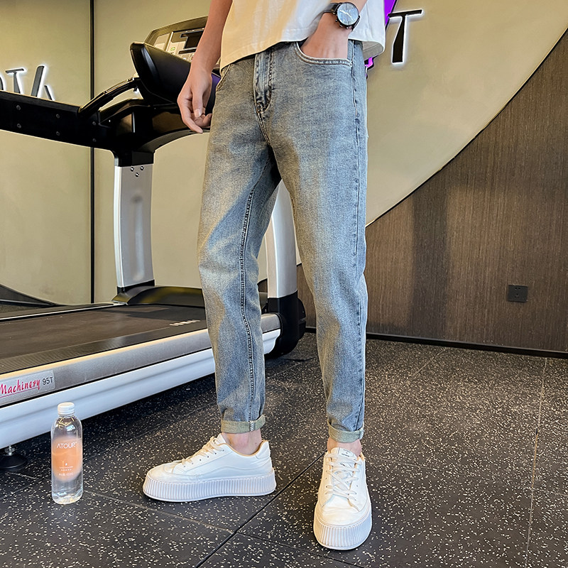 潮牌弹力休闲修身牛仔裤夏季痞帅九分小脚裤XZ905-N214#P60-控88,男装牛仔裤,星座905