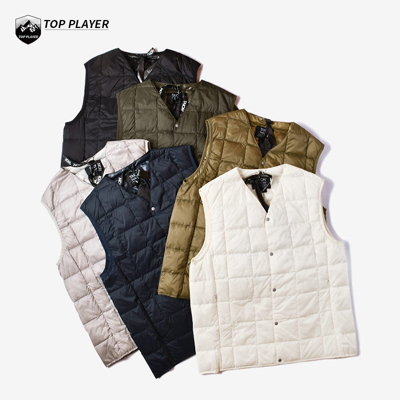 Taion V Neck 轻量防风保暖V领摁扣设计基础款羽绒马甲 TAION001