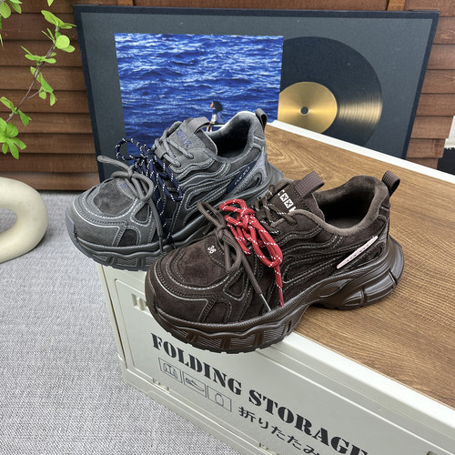 加绒复古多鞋带增高显瘦老爹鞋女