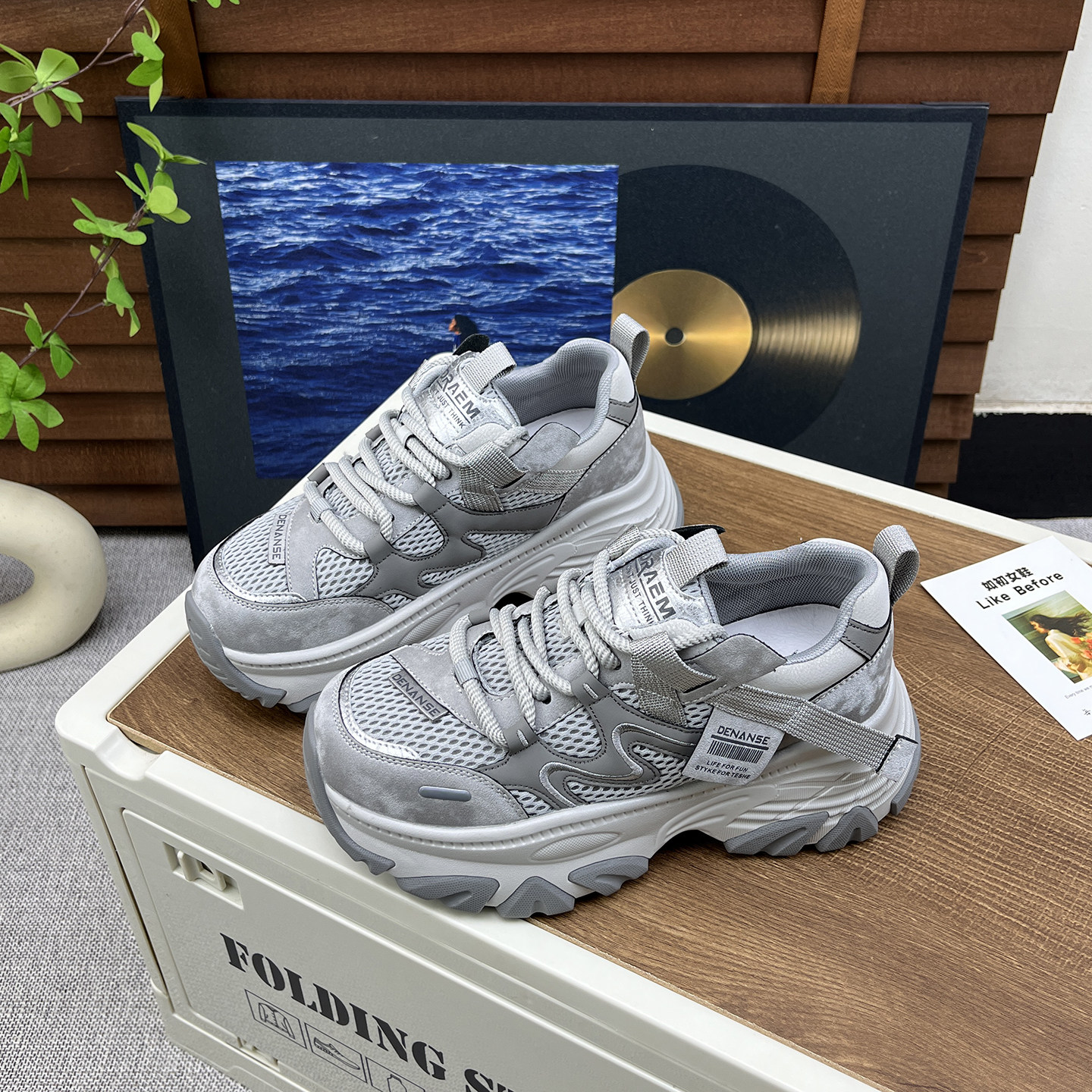 2026春季新款复古厚底老爹鞋女真皮百搭增高网面透气休闲运动鞋女,女鞋,老爹鞋,淘宝优惠券,粉丝福利购,淘宝优惠卷