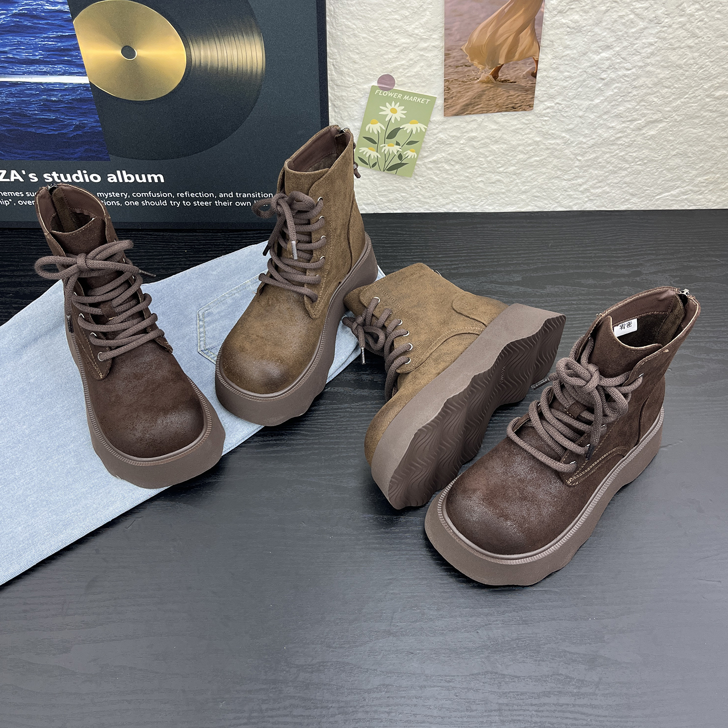 冬季新款加绒薄绒时尚马丁靴女