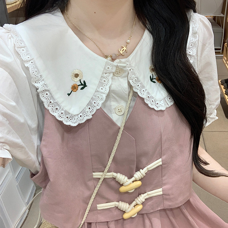 夏季甜美学院风娃娃领连衣裙