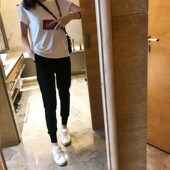 ins裤 九分小脚束脚萝卜裤 子女学生春秋高腰显瘦百搭小黑裤 休闲裤