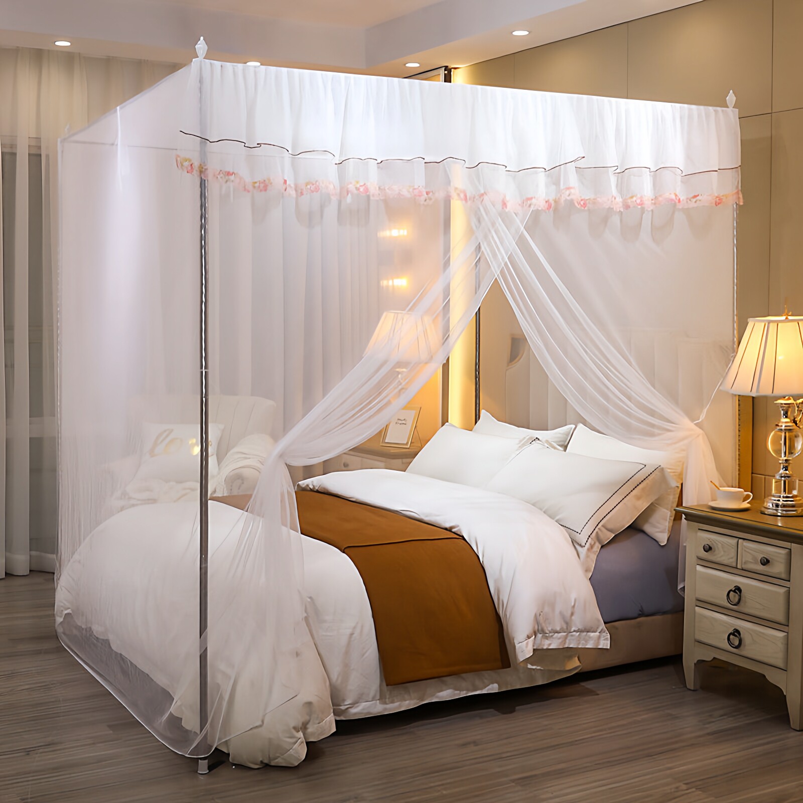 蚊帐家用卧室2026新款免安装老式落地防蚊单开门大床通用可挂吊扇